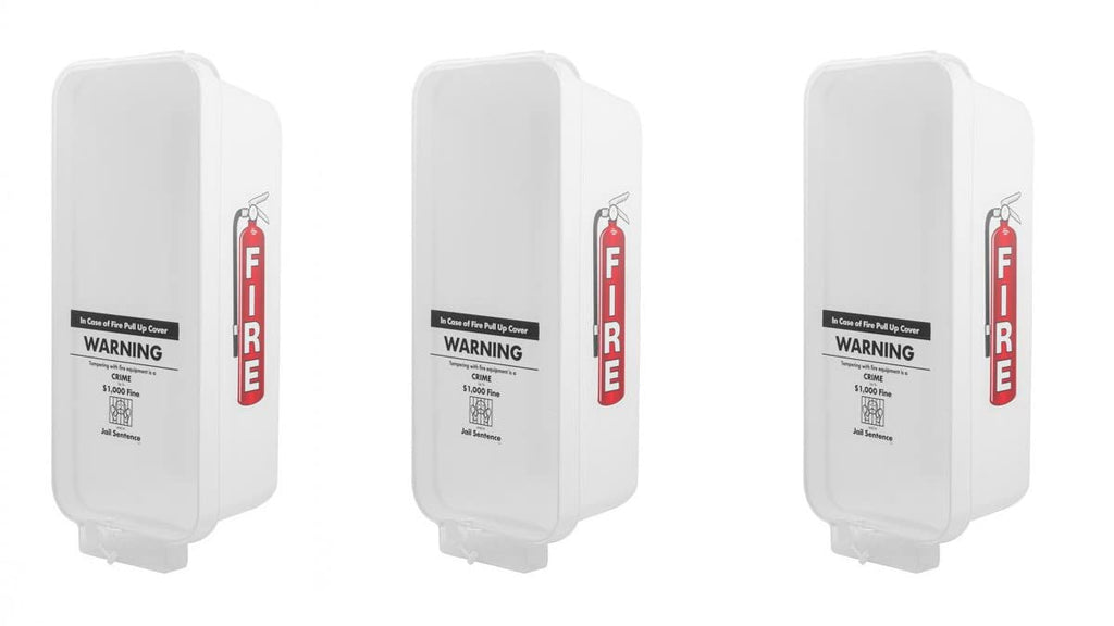 3 Pack White Wall-Mounted Fire Extinguisher Cabinet with Clear Pull-Cover U1873