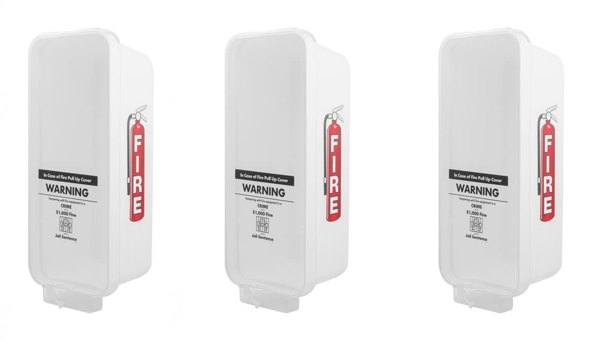 3 Pack White Wall-Mounted Fire Extinguisher Cabinet with Clear Pull-Cover U1873