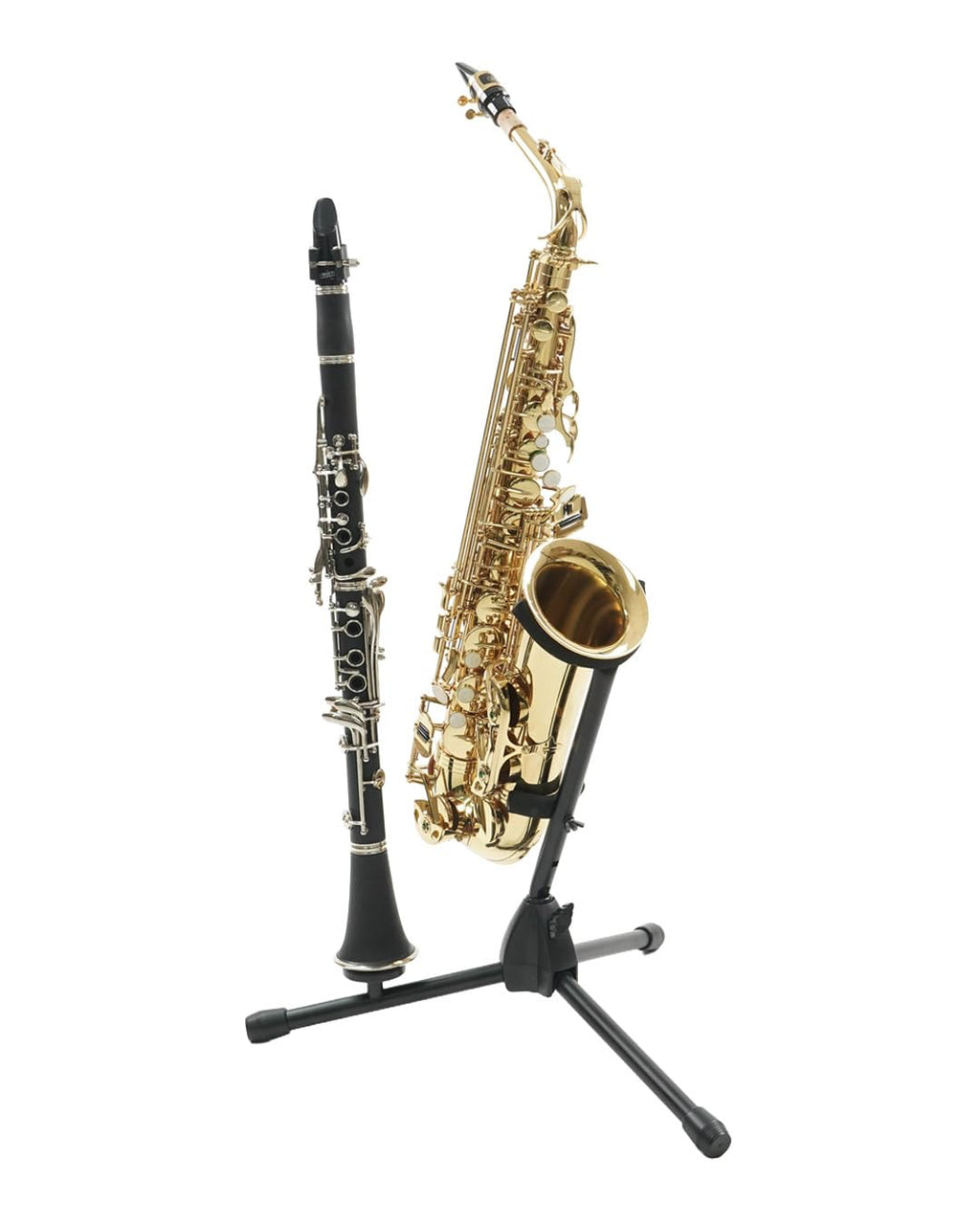 Black Alto Tenor Sax Stand with Flute Clarinet Peg U408261