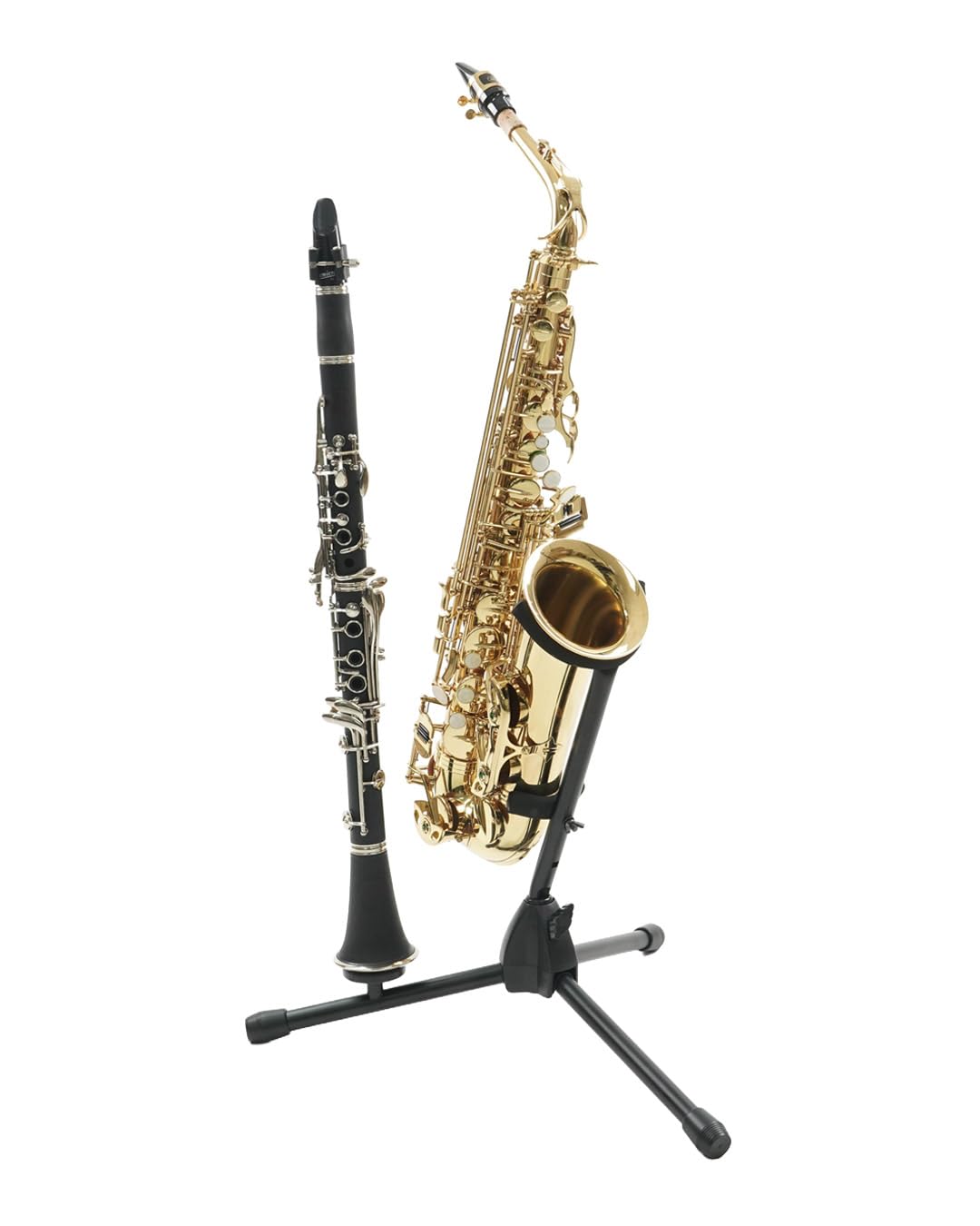 Black Alto Tenor Sax Stand with Flute Clarinet Peg U408261