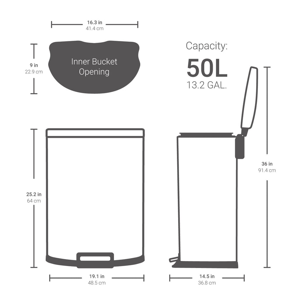 13.2 Gallon Stainless Steel Step-Up Trash Can V5085