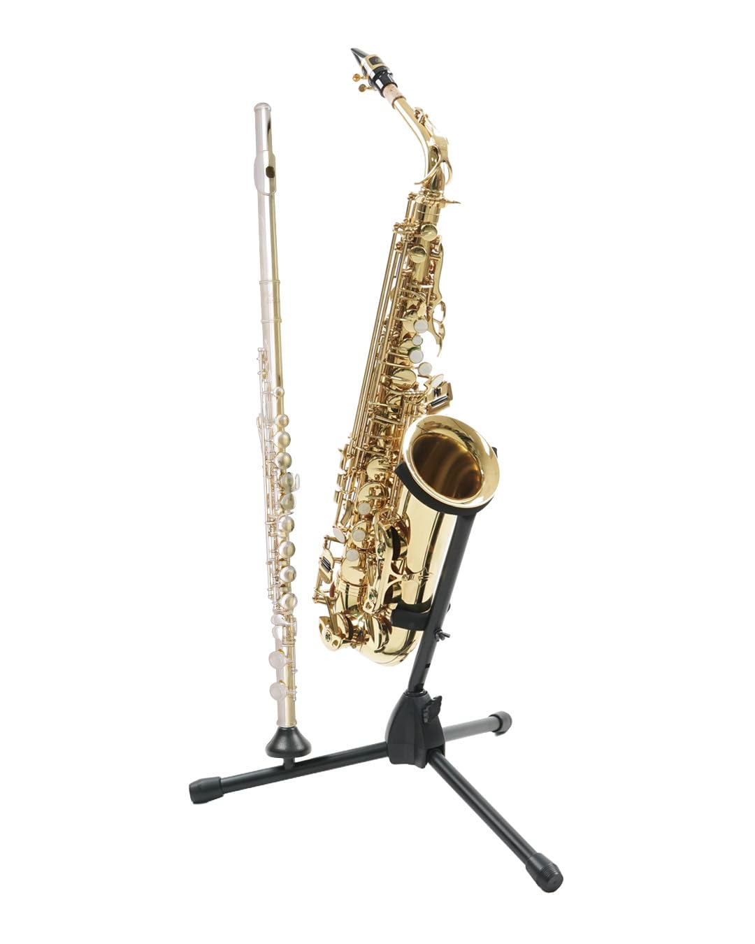 Black Alto Tenor Sax Stand with Flute Clarinet Peg U408261