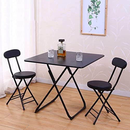 18" Folding Stool with Backrest, Leather Padded Seat, Black H54042