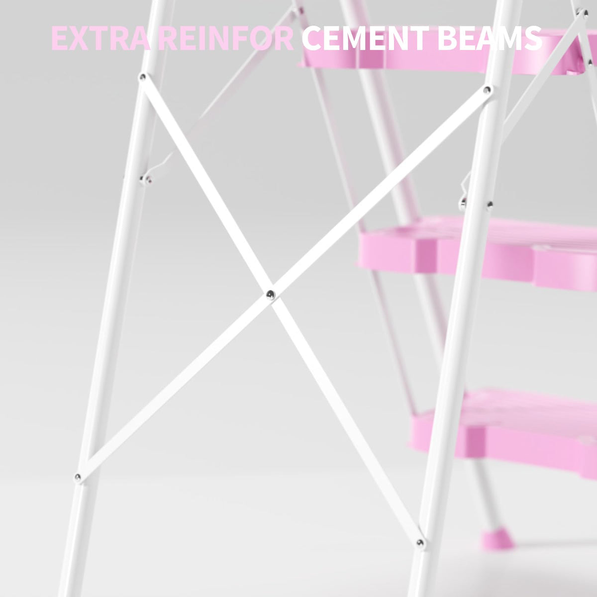 4 Step Pink Foldable Step Stool with Handrail P113869