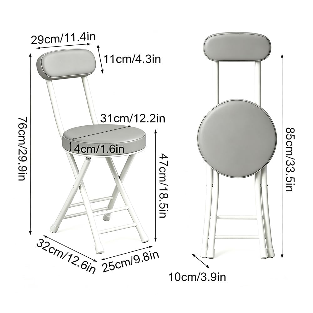 Folding Stool with Cushioned Seat and Backrest L35718