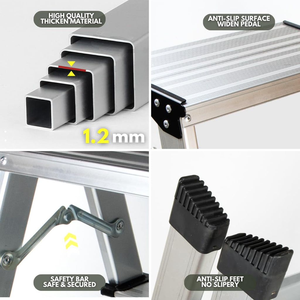 2 Step Aluminum Folding Ladder 330lbs M441238
