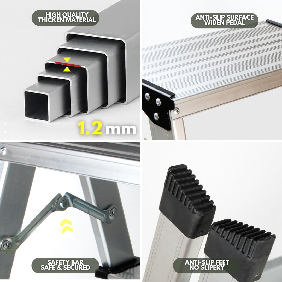 2 Step Aluminum Folding Ladder 330lbs M441238
