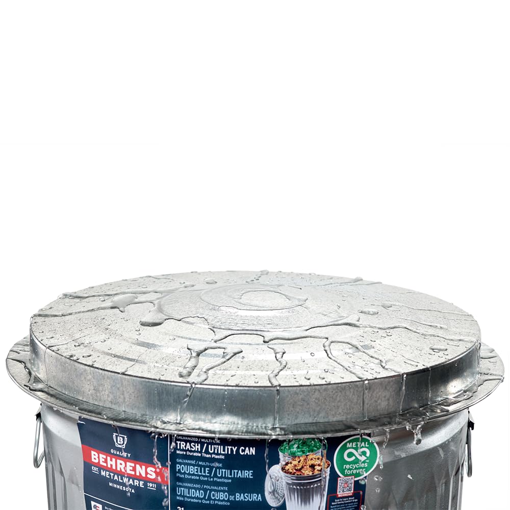 Galvanized Steel 31-Gallon Trash Can V1553