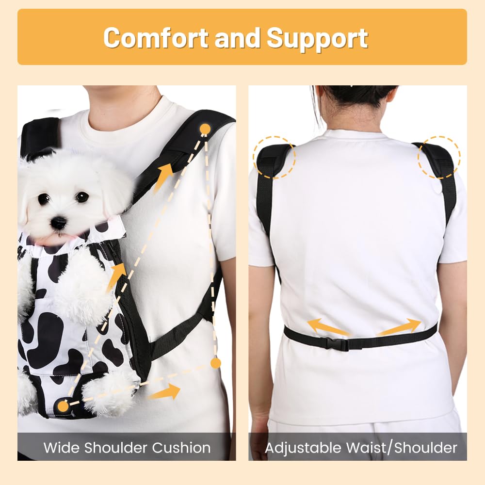 Adjustable Soft Ventilated Pet Carrier Backpack, 2.5-4 lbs, Cow Print I8706