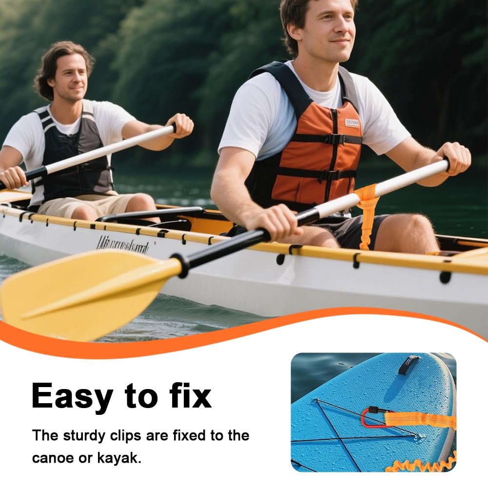 Stretchable Kayak Paddle Leash with Locking Carabiner L3534
