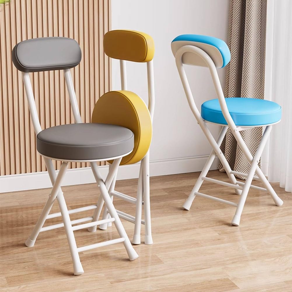 Folding Stool with Cushioned Seat and Backrest L35718
