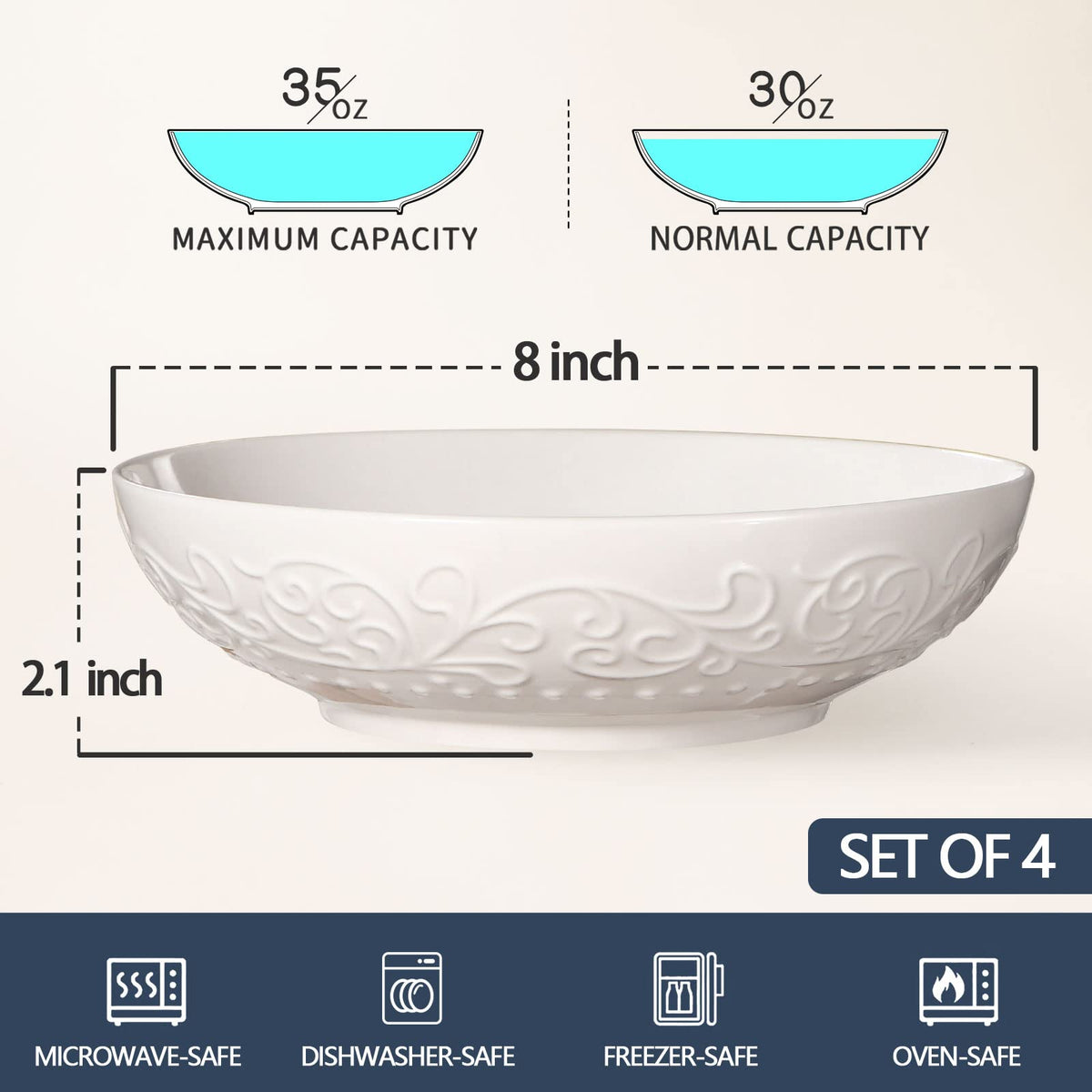 42oz Ceramic Ramen Bowl Set of 4 E79417