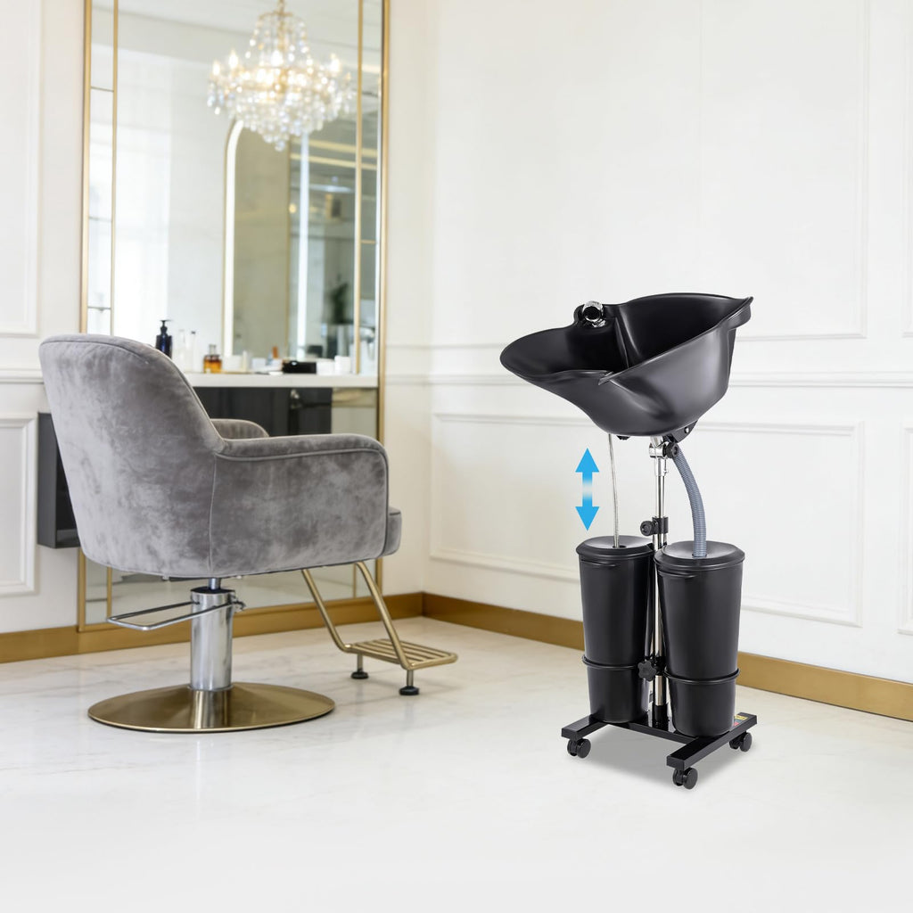 Portable Shampoo Bowl Electric Pump 2 Buckets Height Adjustable H88010