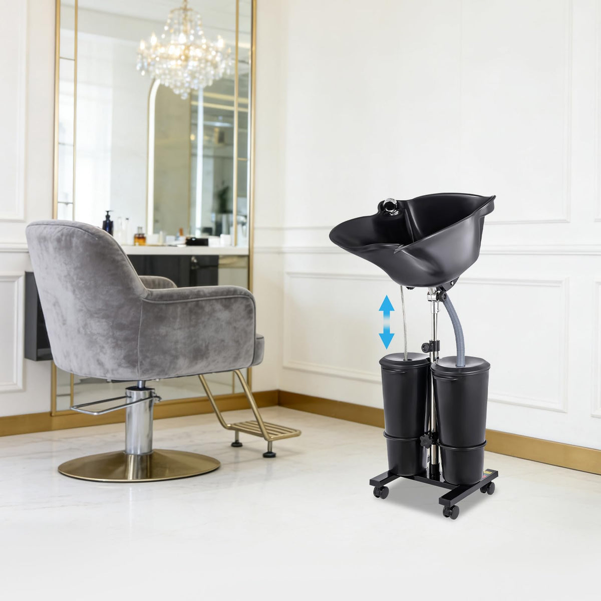 Portable Shampoo Bowl Electric Pump 2 Buckets Height Adjustable H88010