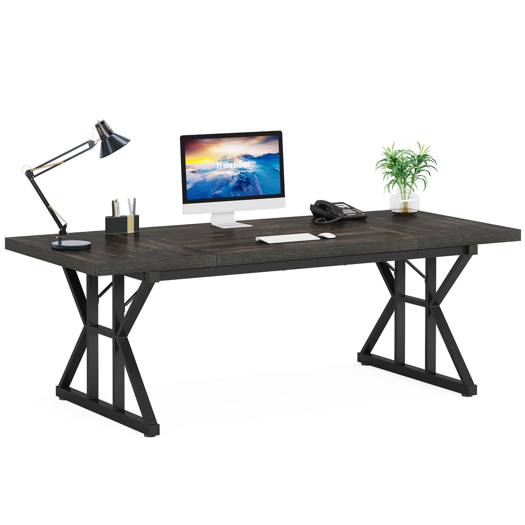 70.8 Inch Black Oak Executive Desk E865