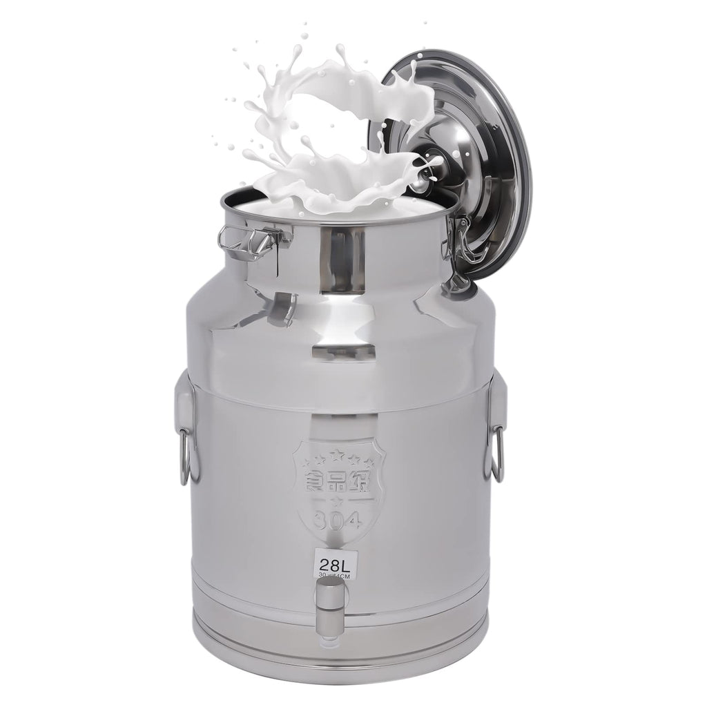 28L Stainless Steel Milk Can with Faucet & Lid Y500