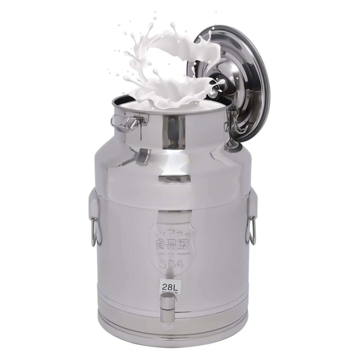28L Stainless Steel Milk Can with Faucet & Lid Y500