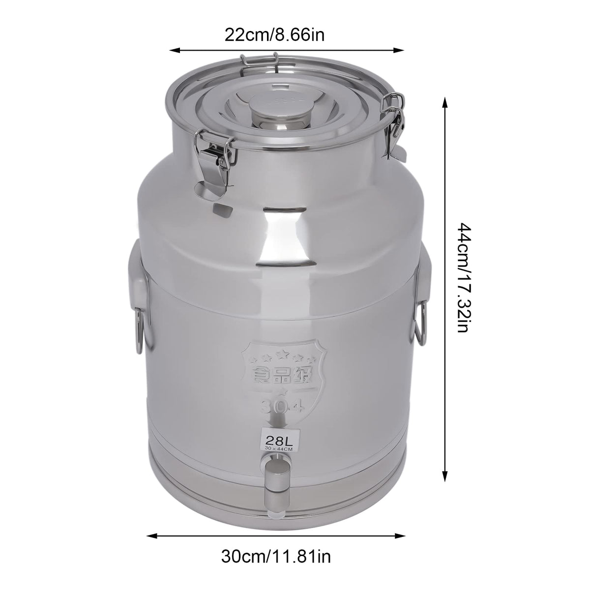 28L Stainless Steel Milk Can with Faucet & Lid Y500