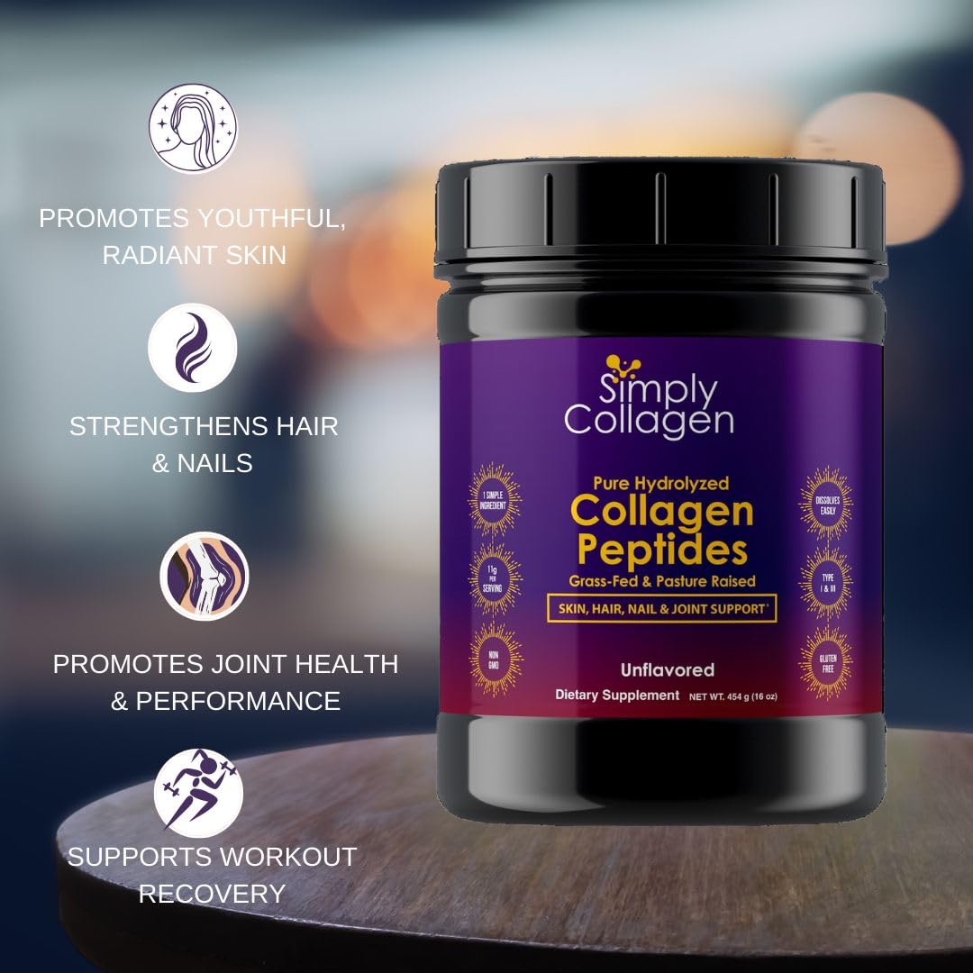 Hydrolyzed Collagen Peptides Powder Unflavored Type I & III 41 Servings W303545