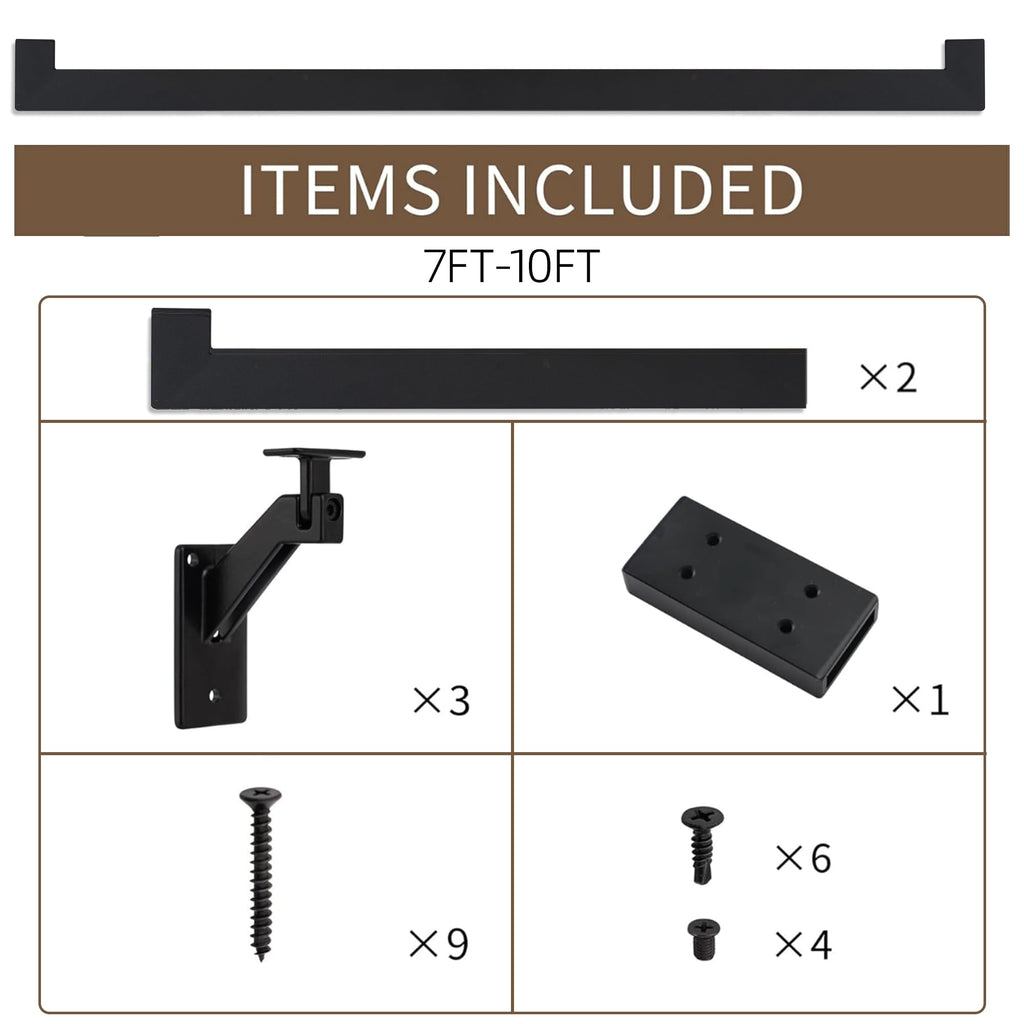 8 FT Aluminum Handrail Kit with 304 Stainless Steel Brackets K19092