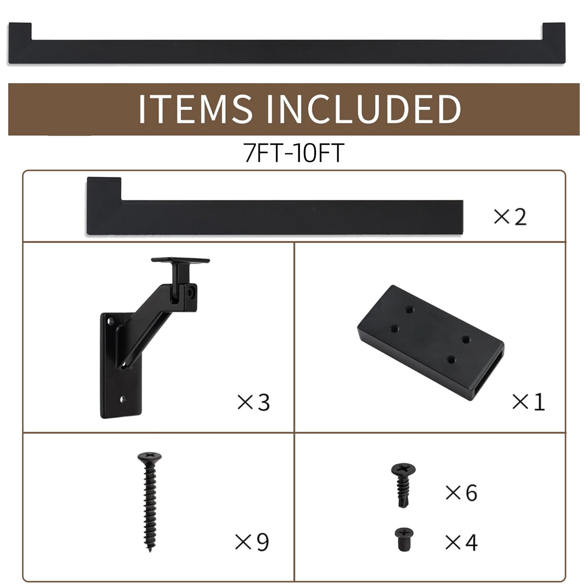 8 FT Aluminum Handrail Kit with 304 Stainless Steel Brackets K19092