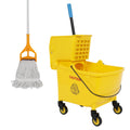35 Qt Yellow Mop Bucket with Wringer on Wheels and Mops Set Y5154