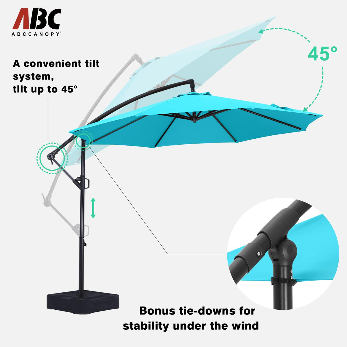 10FT Cantilever Umbrella with Base and Weights Bag R3403