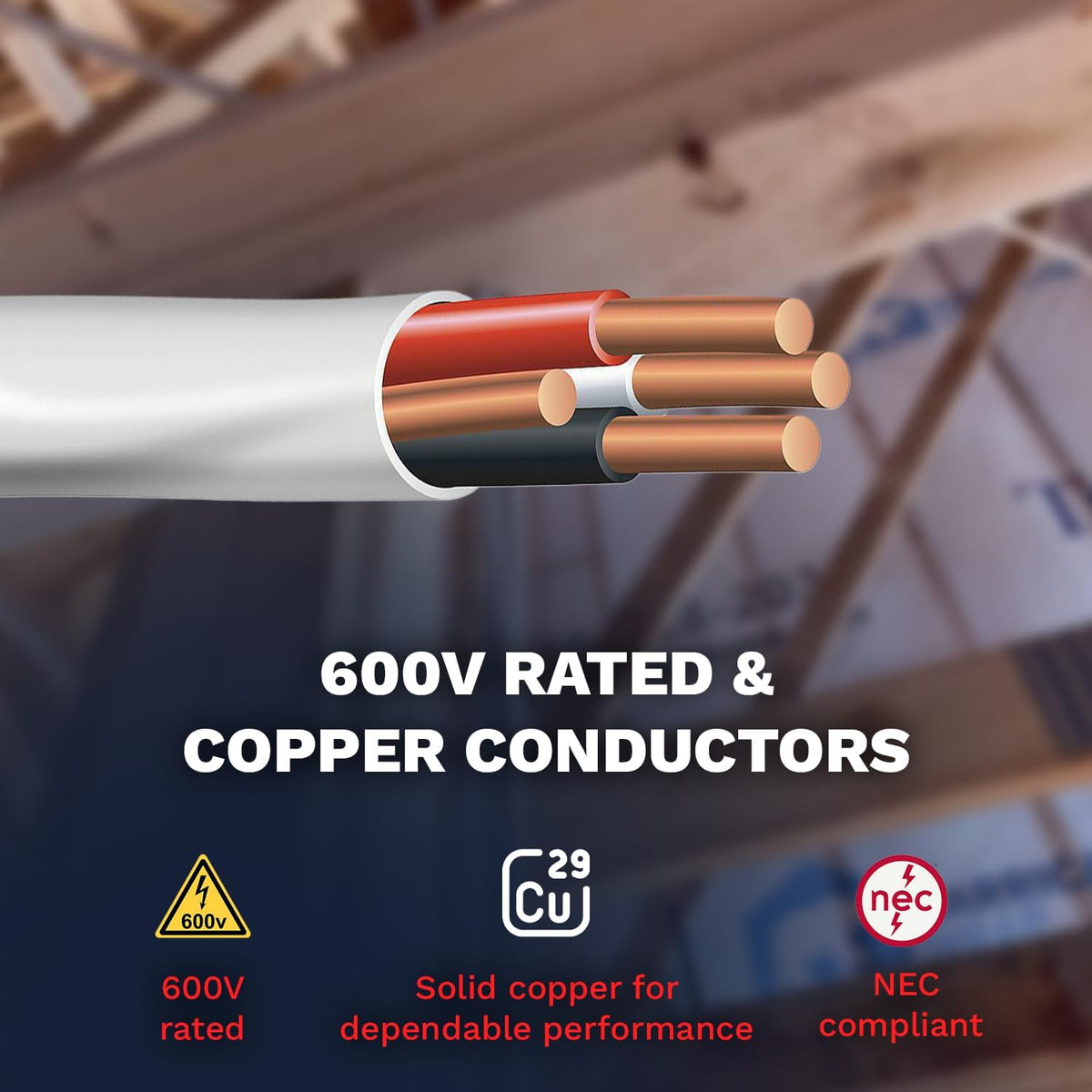 14 Gauge 3 Conductor NM-B Electrical Wire 100 Ft F746840