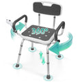 Swivel Shower Chair with Arms & Back, Heavy Duty Non-Slip Rotating Shower Bench Seat V770
