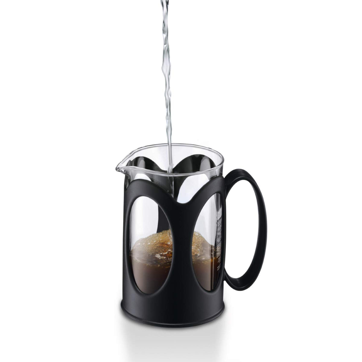 Black 4-Cup Borosilicate Glass French Press Coffee Maker H639229