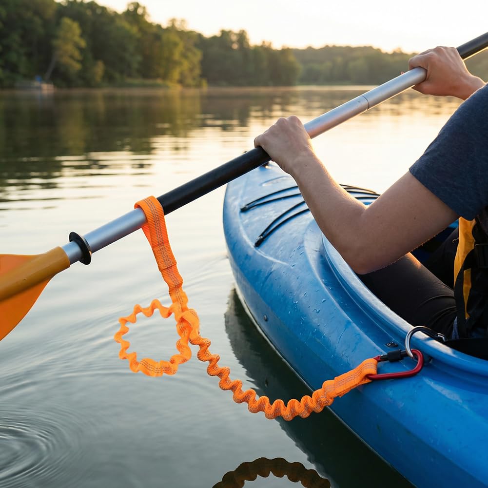 Stretchable Kayak Paddle Leash with Locking Carabiner L3534
