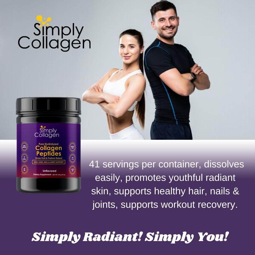 Hydrolyzed Collagen Peptides Powder Unflavored Type I & III 41 Servings W303545