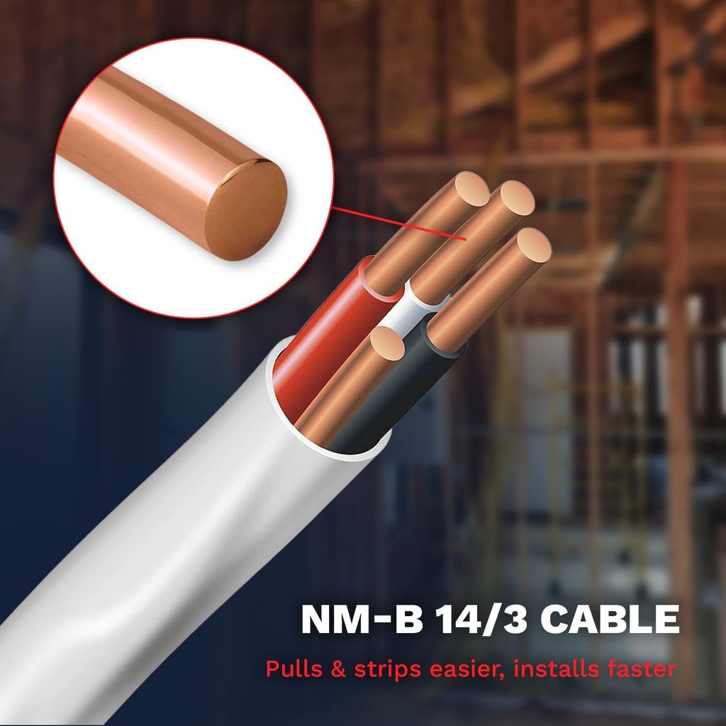 14 Gauge 3 Conductor NM-B Electrical Wire 100 Ft F746840