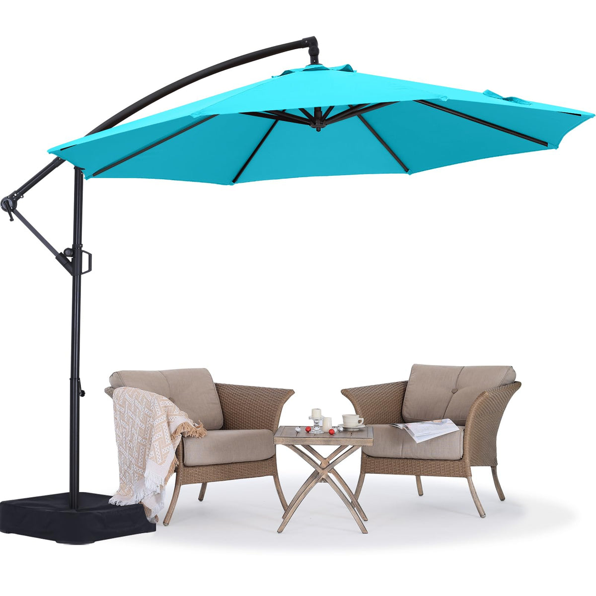 10FT Cantilever Umbrella with Base and Weights Bag R3403