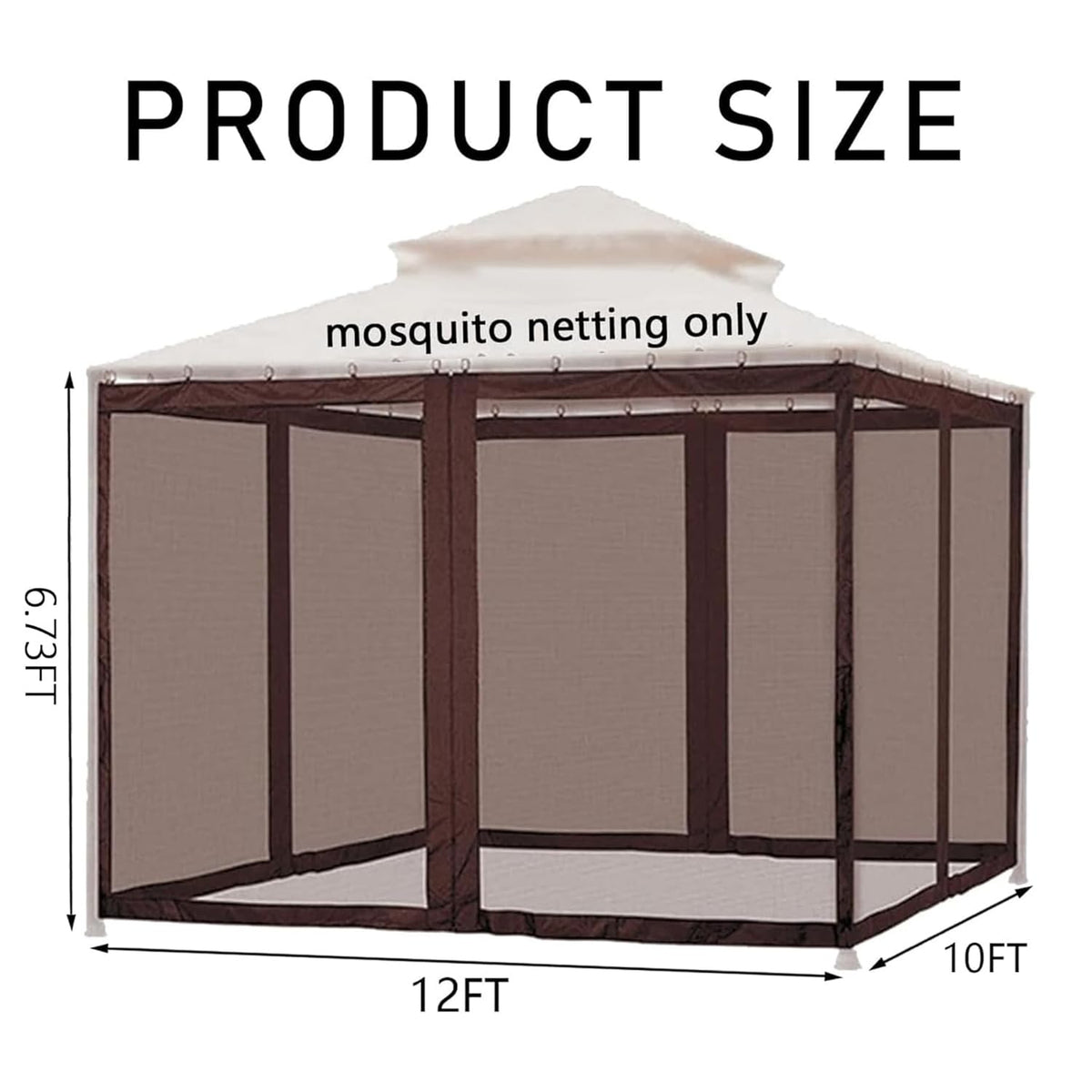 10' x 12' 4-Panel Mosquito Netting Sidewall Curtain with Zippers C790861