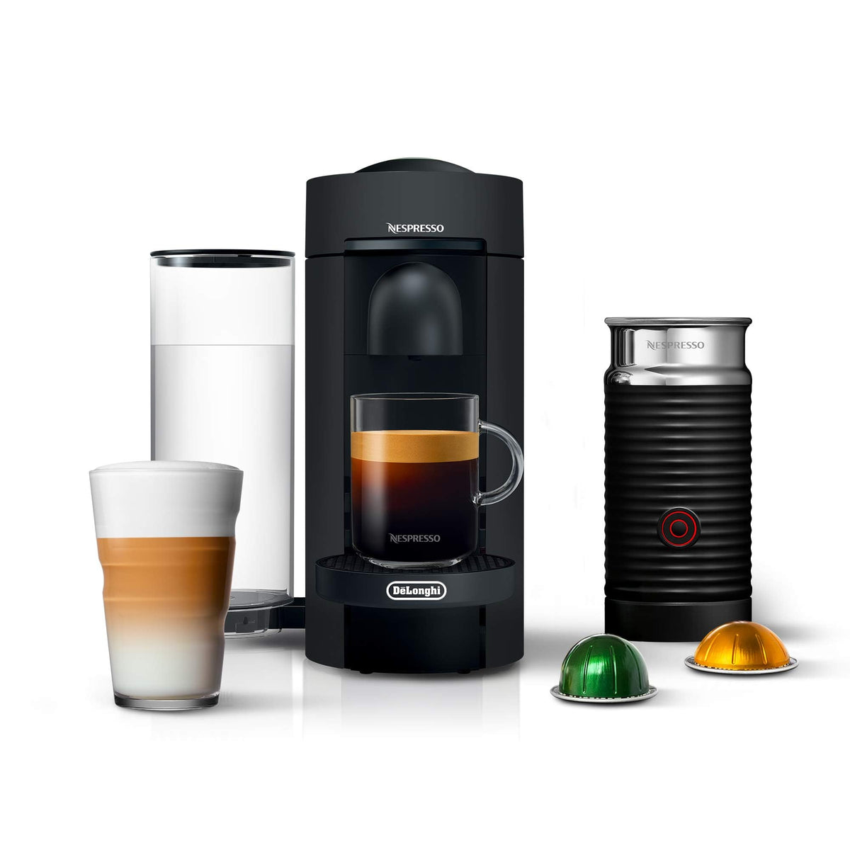 Matte Black Coffee Machine with Milk Frother W750078