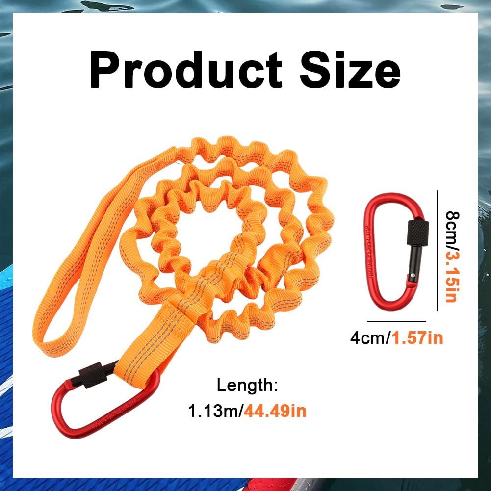 Stretchable Kayak Paddle Leash with Locking Carabiner L3534