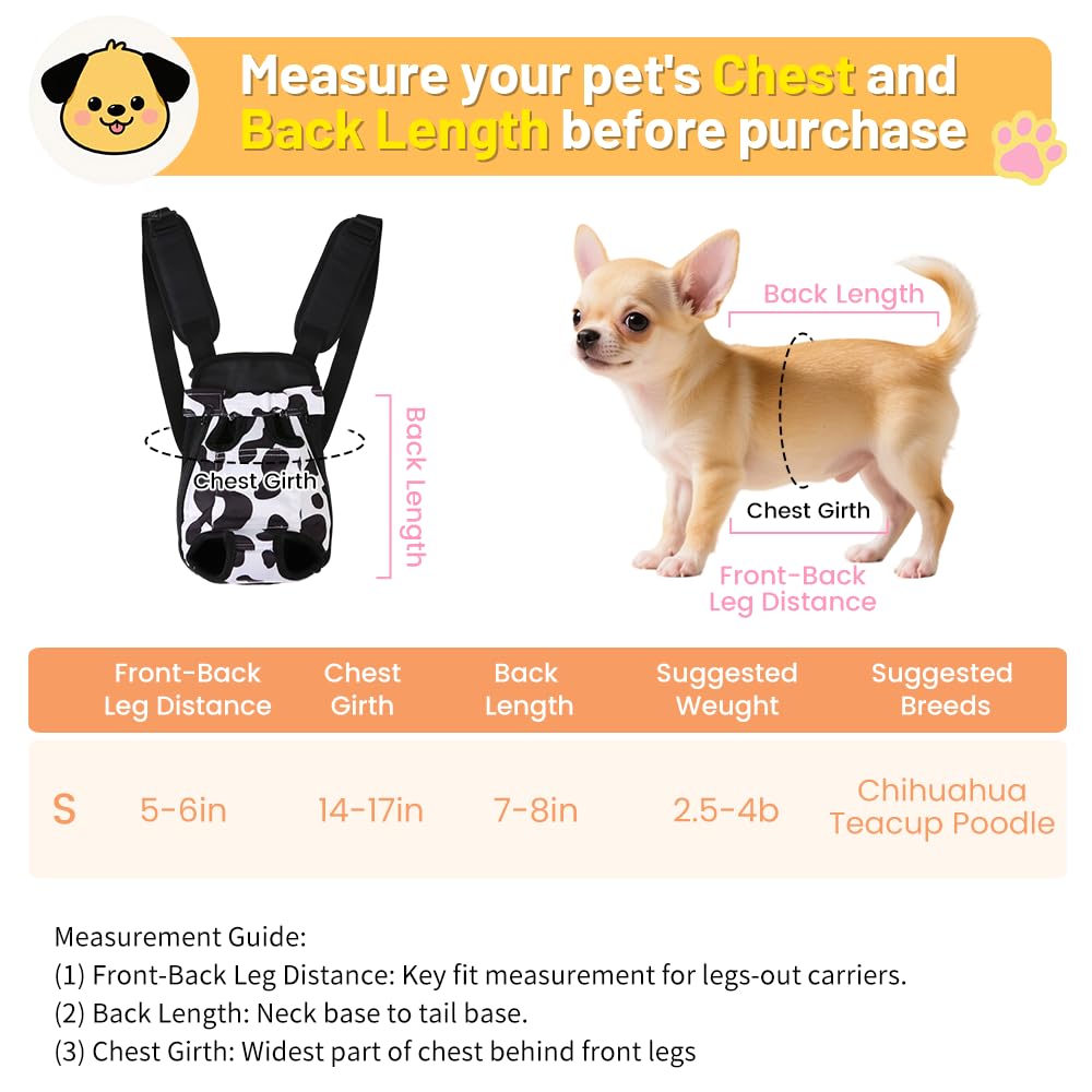 Adjustable Soft Ventilated Pet Carrier Backpack, 2.5-4 lbs, Cow Print I8706