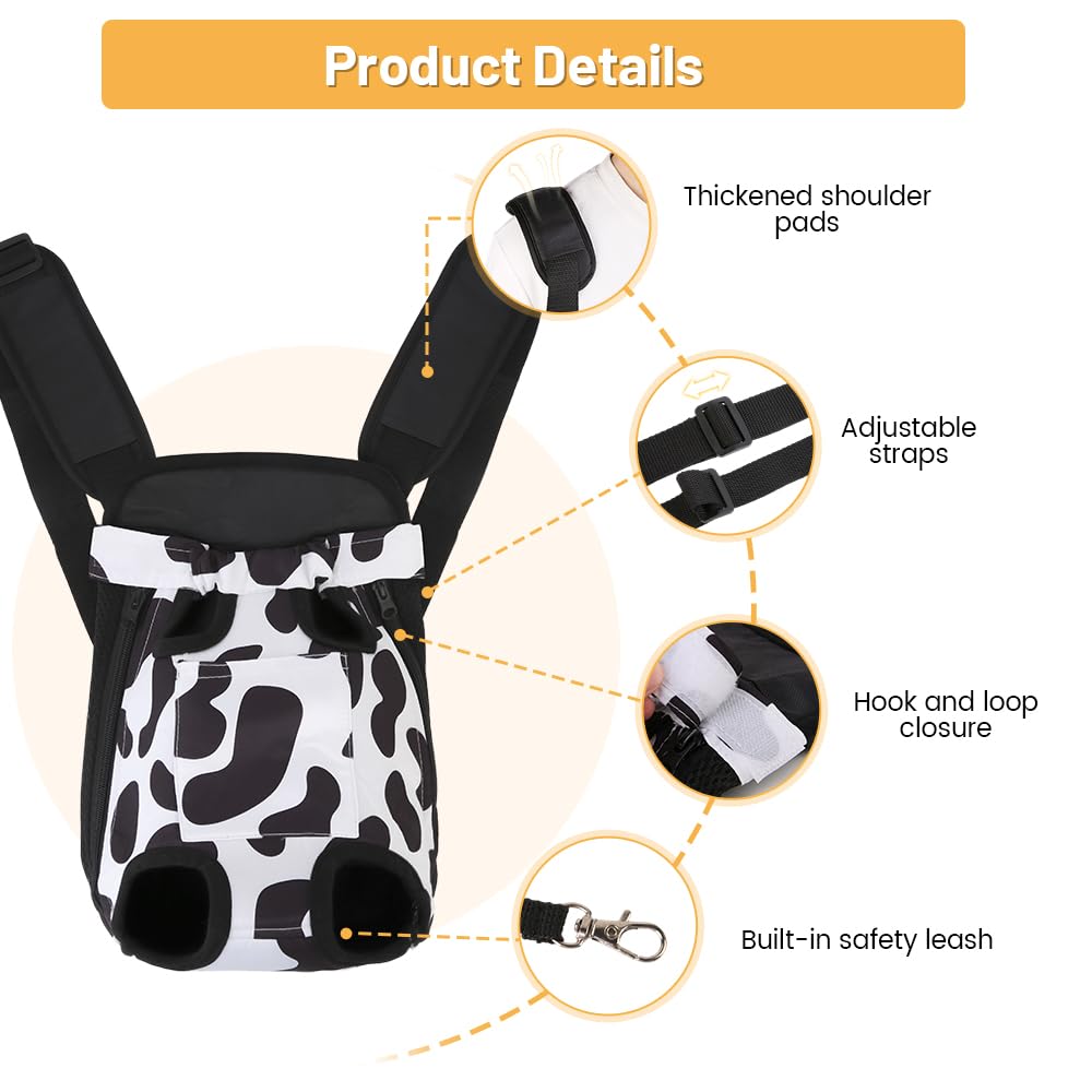 Adjustable Soft Ventilated Pet Carrier Backpack, 2.5-4 lbs, Cow Print I8706