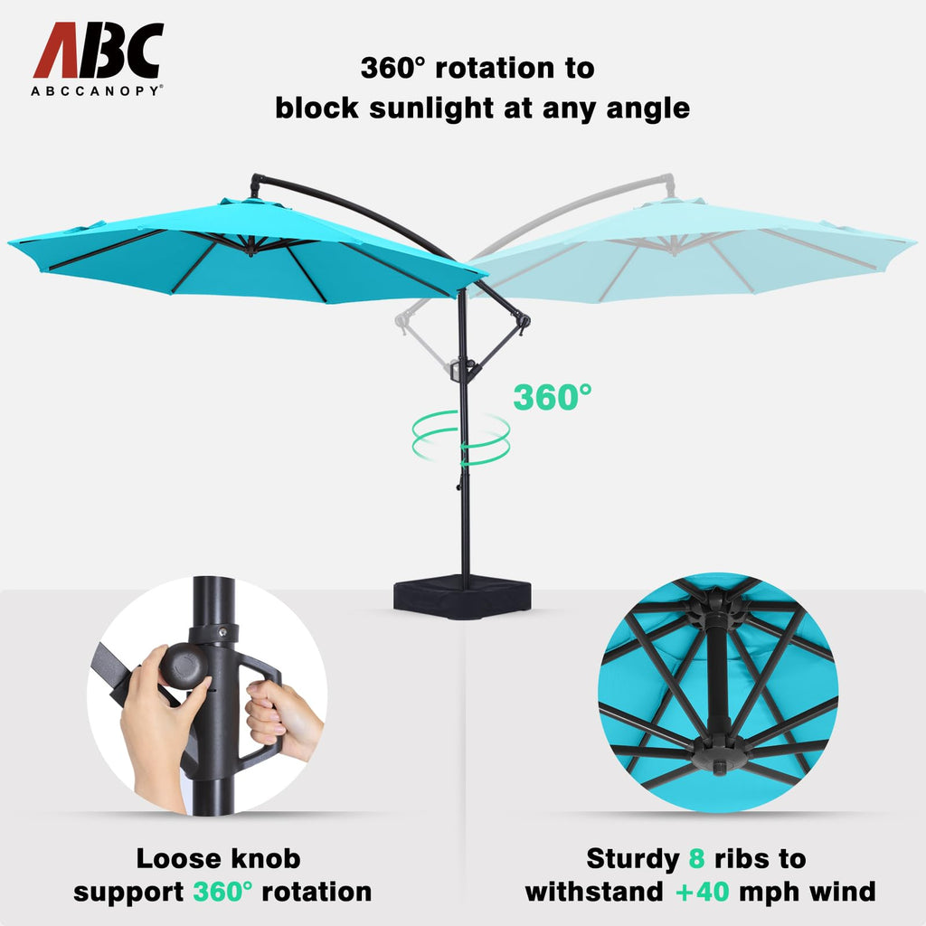 10FT Cantilever Umbrella with Base and Weights Bag R3403