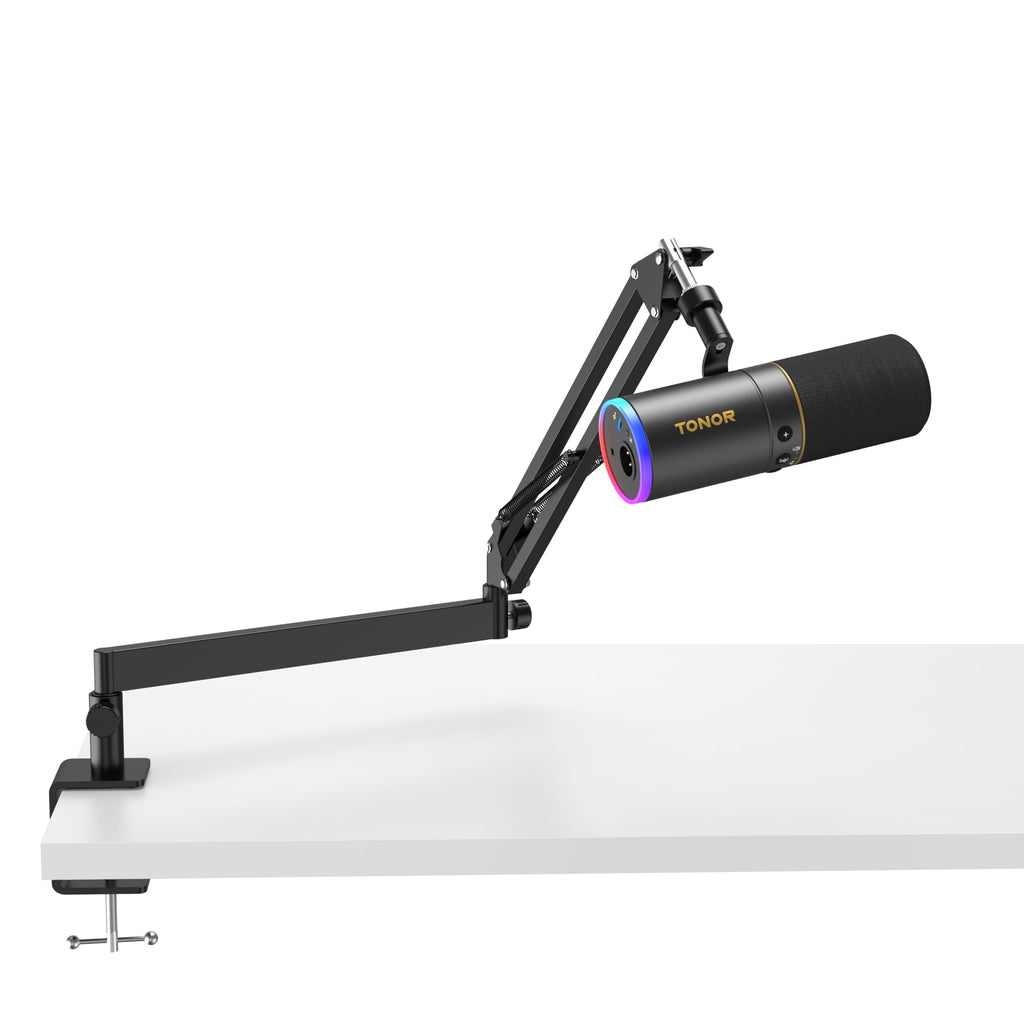 Black XLR USB Dynamic Podcast Microphone with Boom Arm U7450