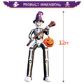 12 FT Halloween Inflatable Skeleton Wizard with Broom & Pumpkin K231893