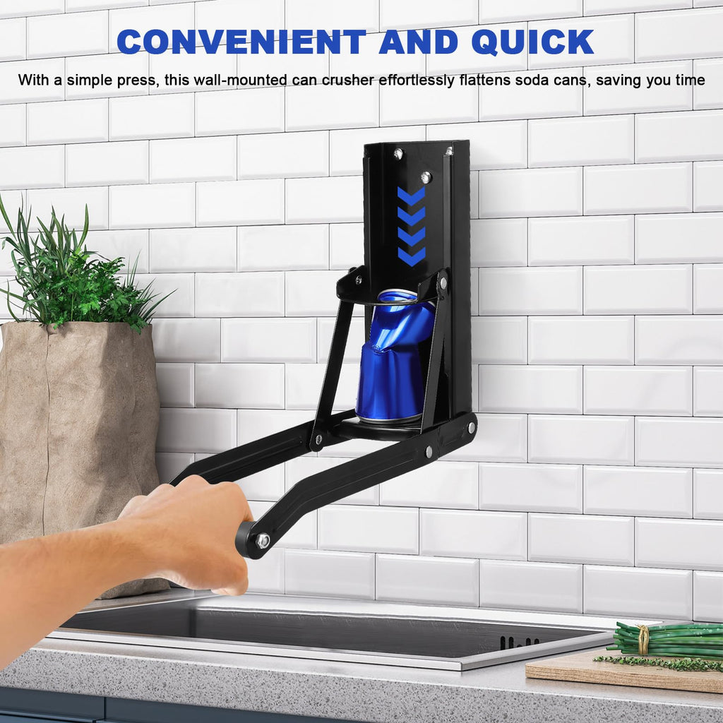 Black Wall Mounted Can Crusher with Bottle Opener Y8351
