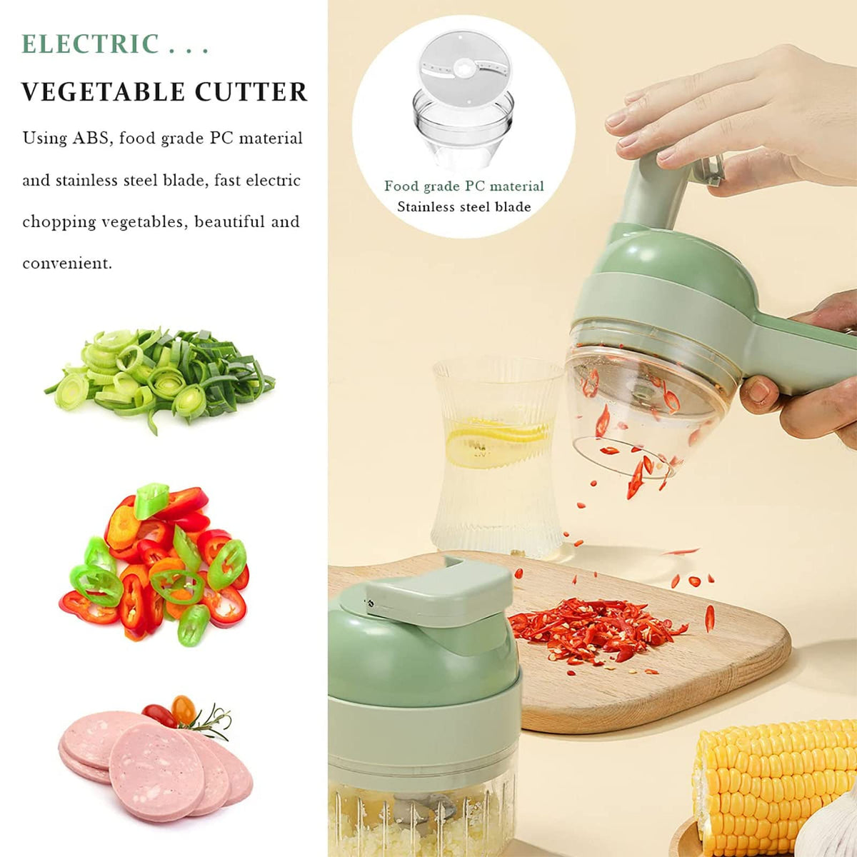4 in 1 Handheld Electric Vegetable Cutter Set V191
