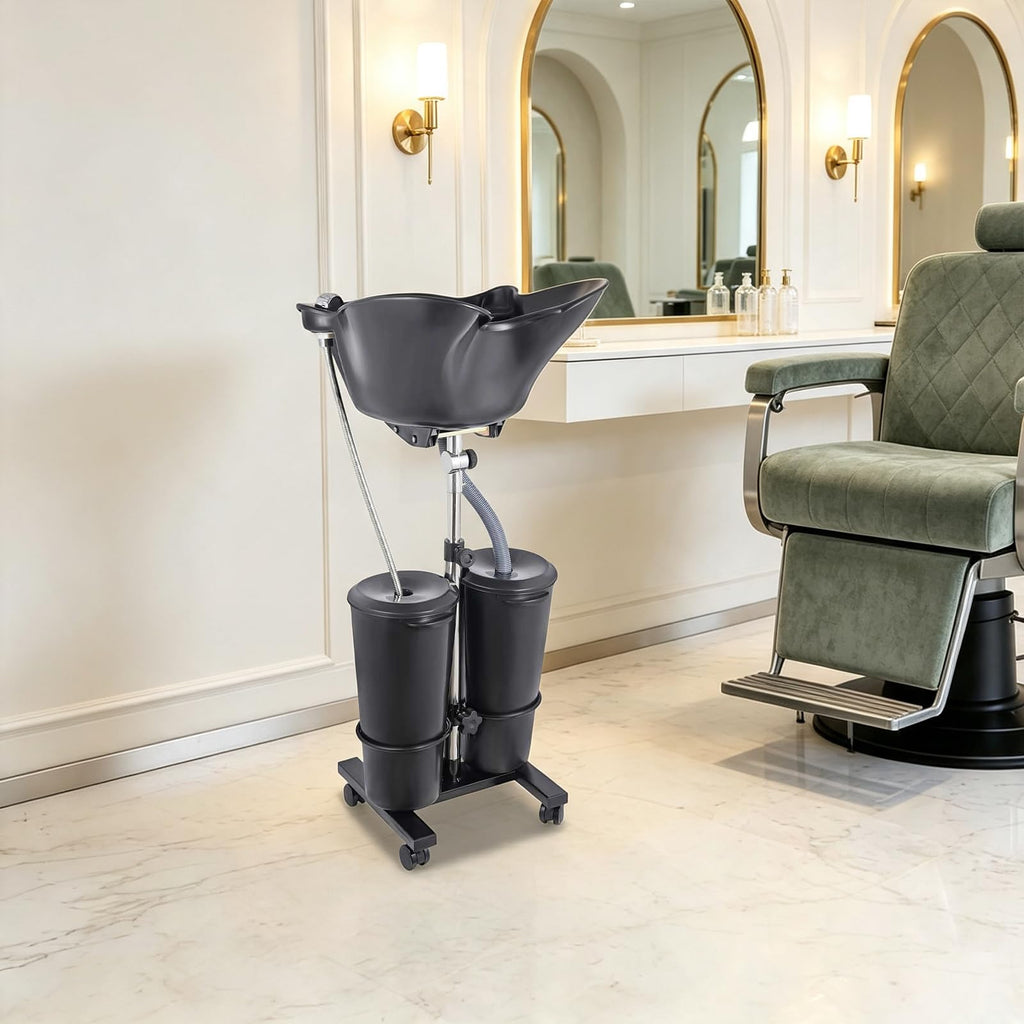 Portable Shampoo Bowl Electric Pump 2 Buckets Height Adjustable H88010