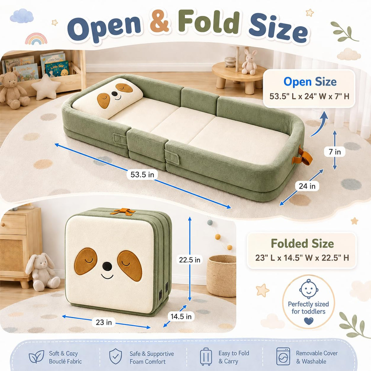Foldable Portable Toddler Travel Bed with Pillow I274242