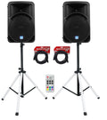 12-Inch Powered PA Speakers 2-Pack with LED Stands F421324