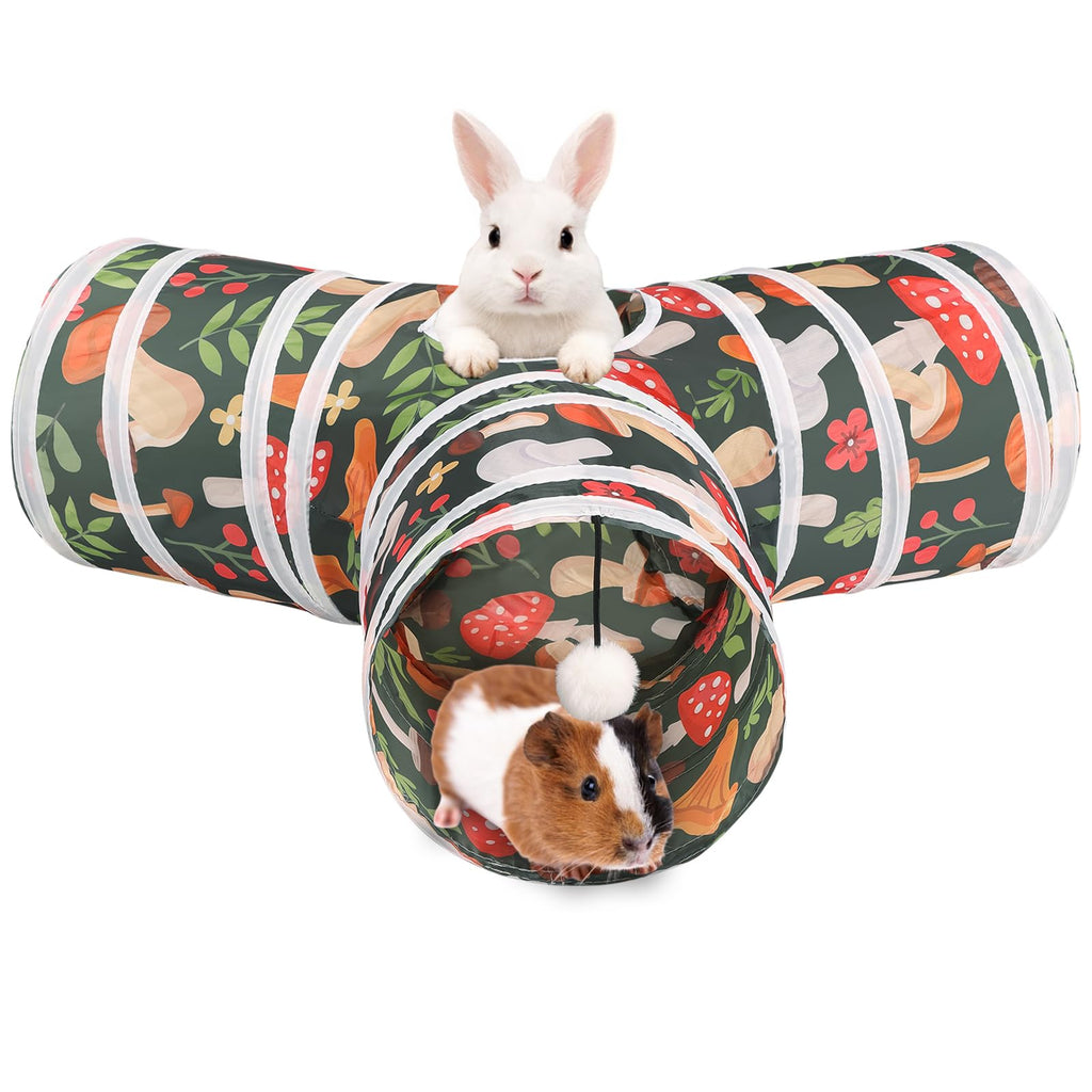 Collapsible 3 Way Rabbit Tunnel with Chew Toy M1908