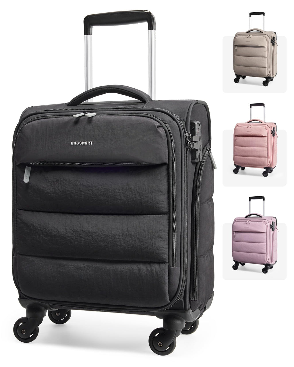 Black Softside Underseat Suitcase with Wheels Y767