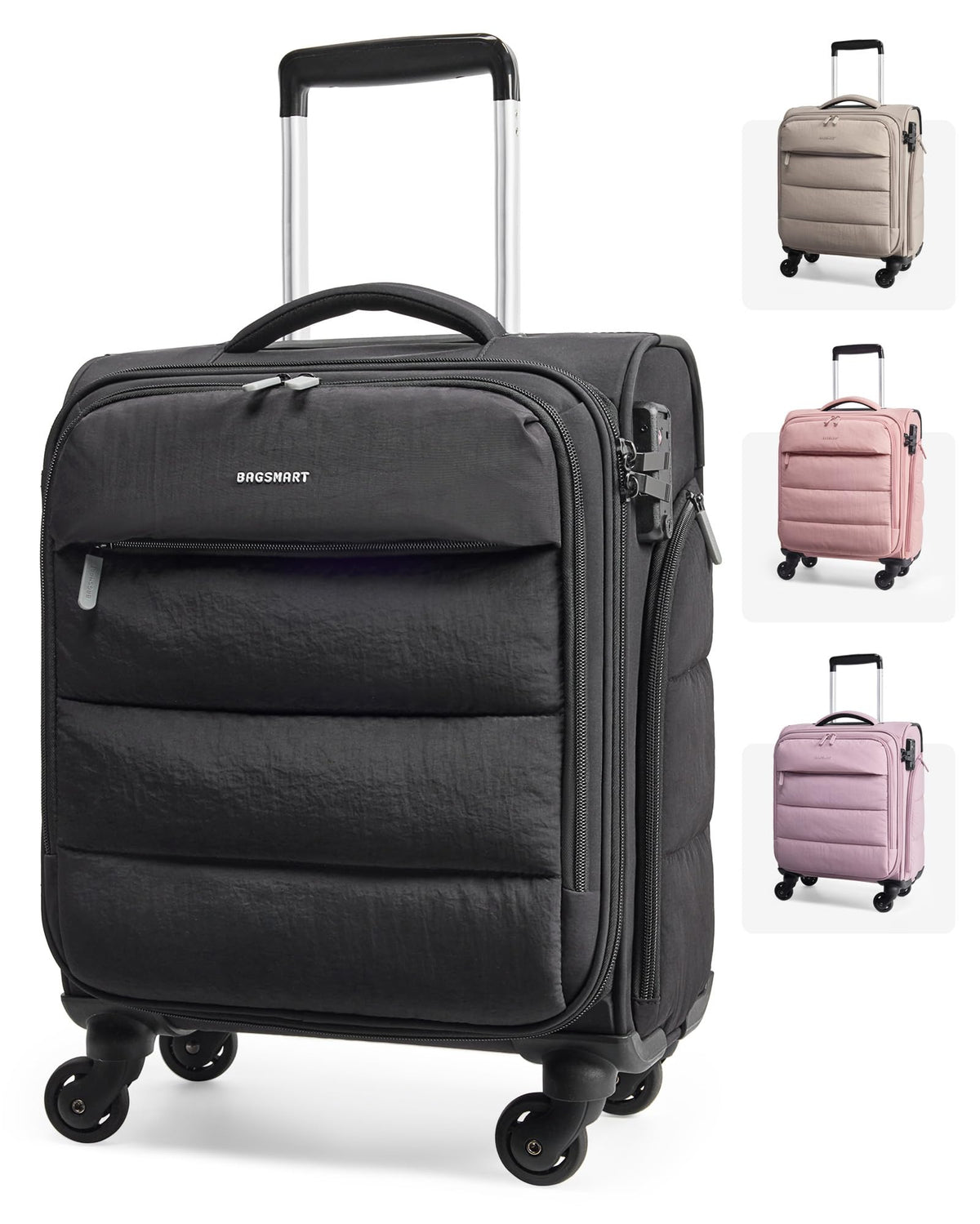 Black Softside Underseat Suitcase with Wheels Y767